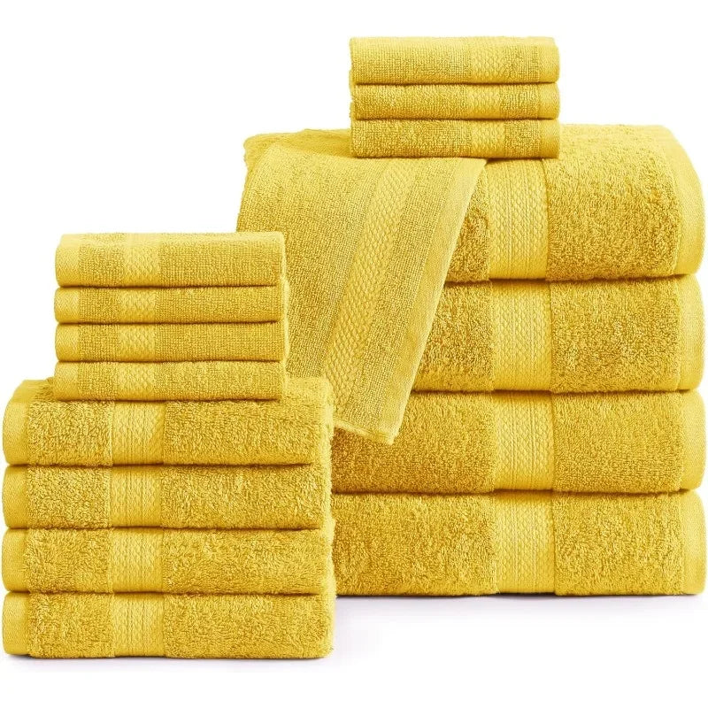 16 Piece Bath Towels - 100% Cotton