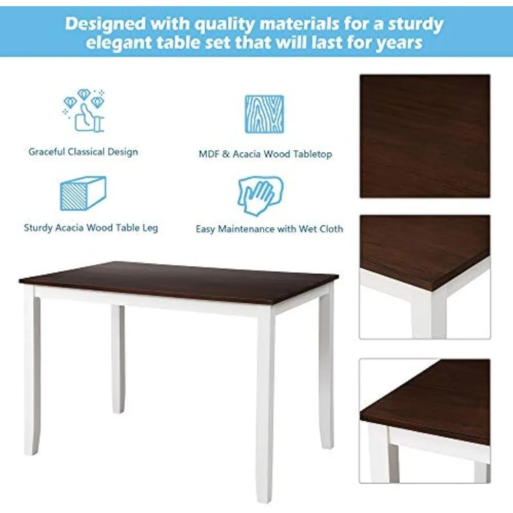 Wood Kitchen Table Set with Table and 4 Chairs