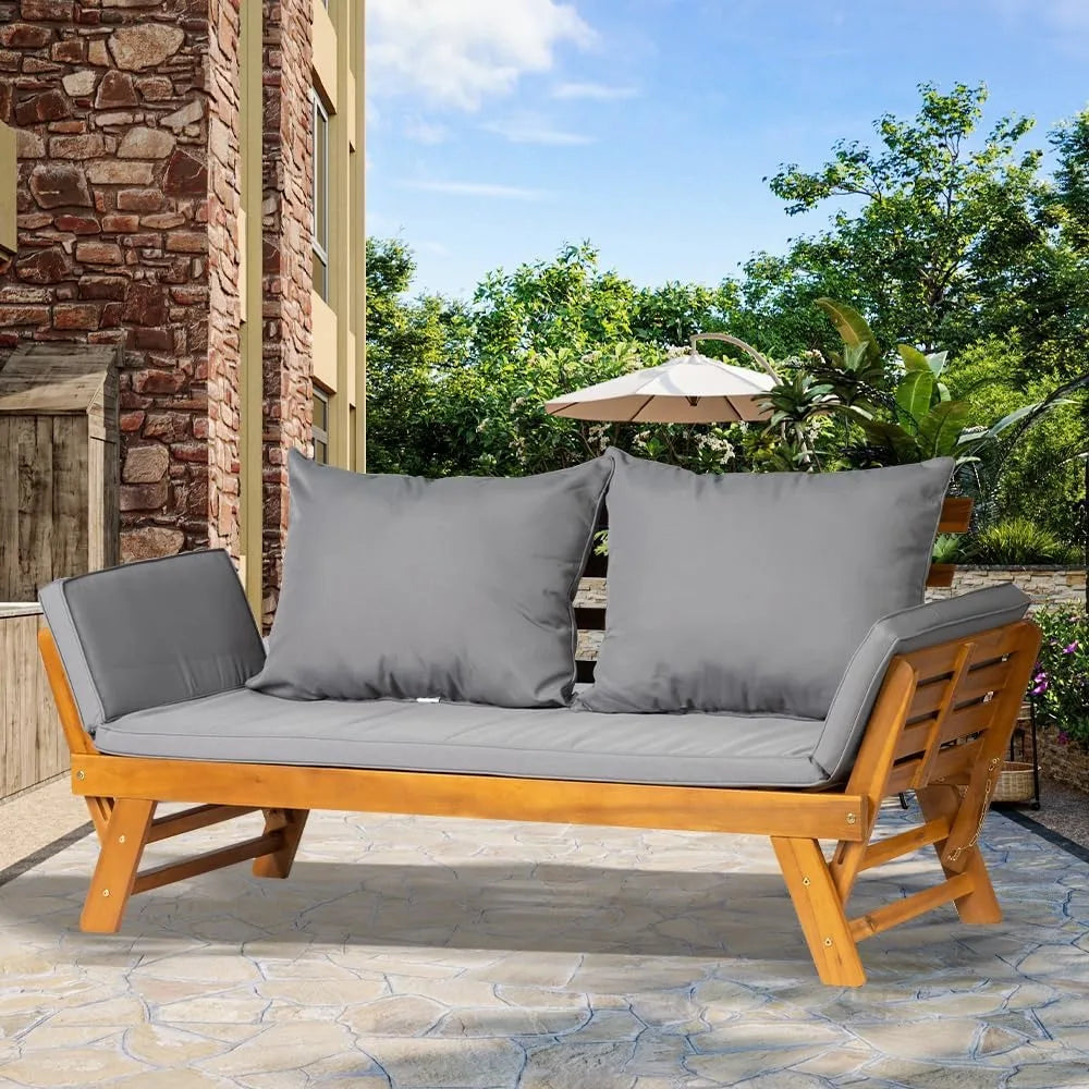 Acacia Wood Convertible Couch