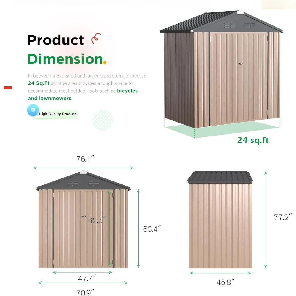 Utility and Tool Garden Shed with Lockable Doors