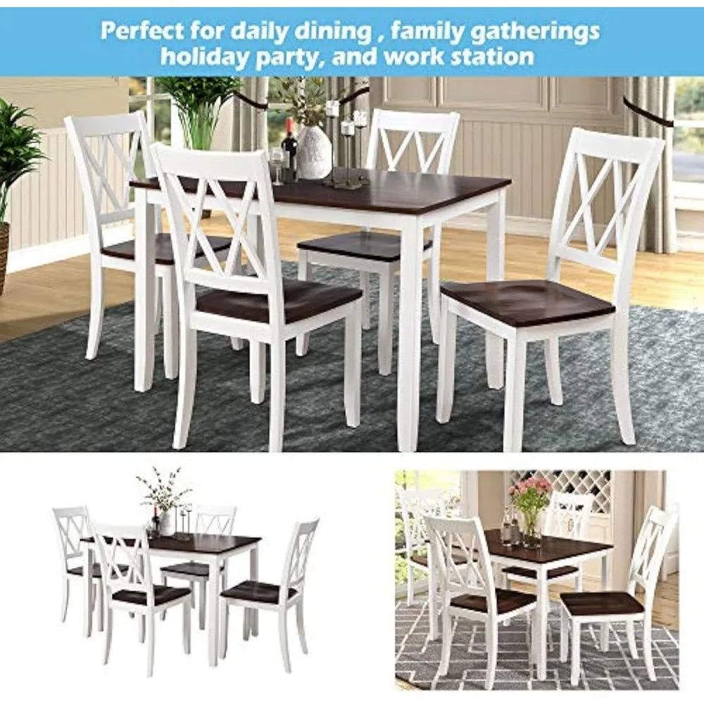 Wood Kitchen Table Set with Table and 4 Chairs