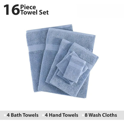 16 Piece Bath Towels - 100% Cotton