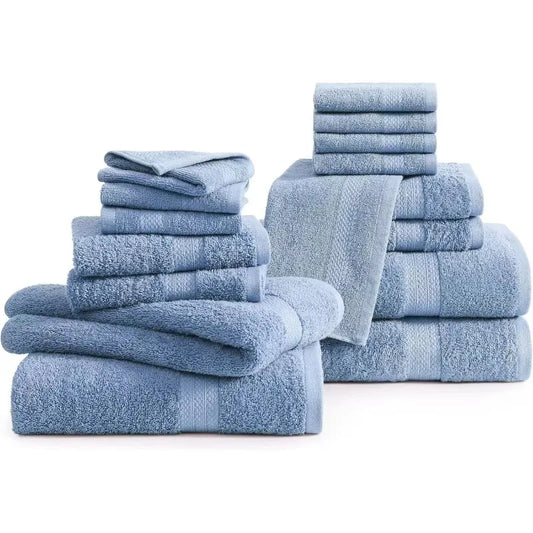 16 Piece Bath Towels - 100% Cotton