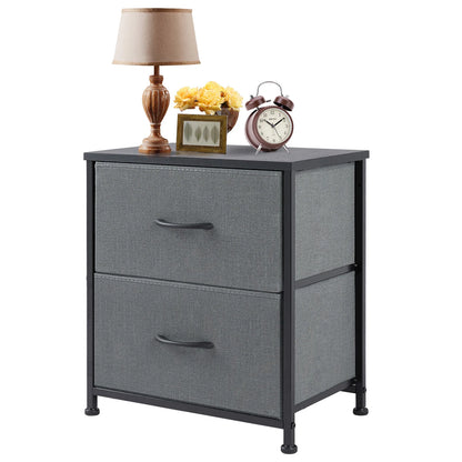 2 Fabric Drawers Bedside Nightstand