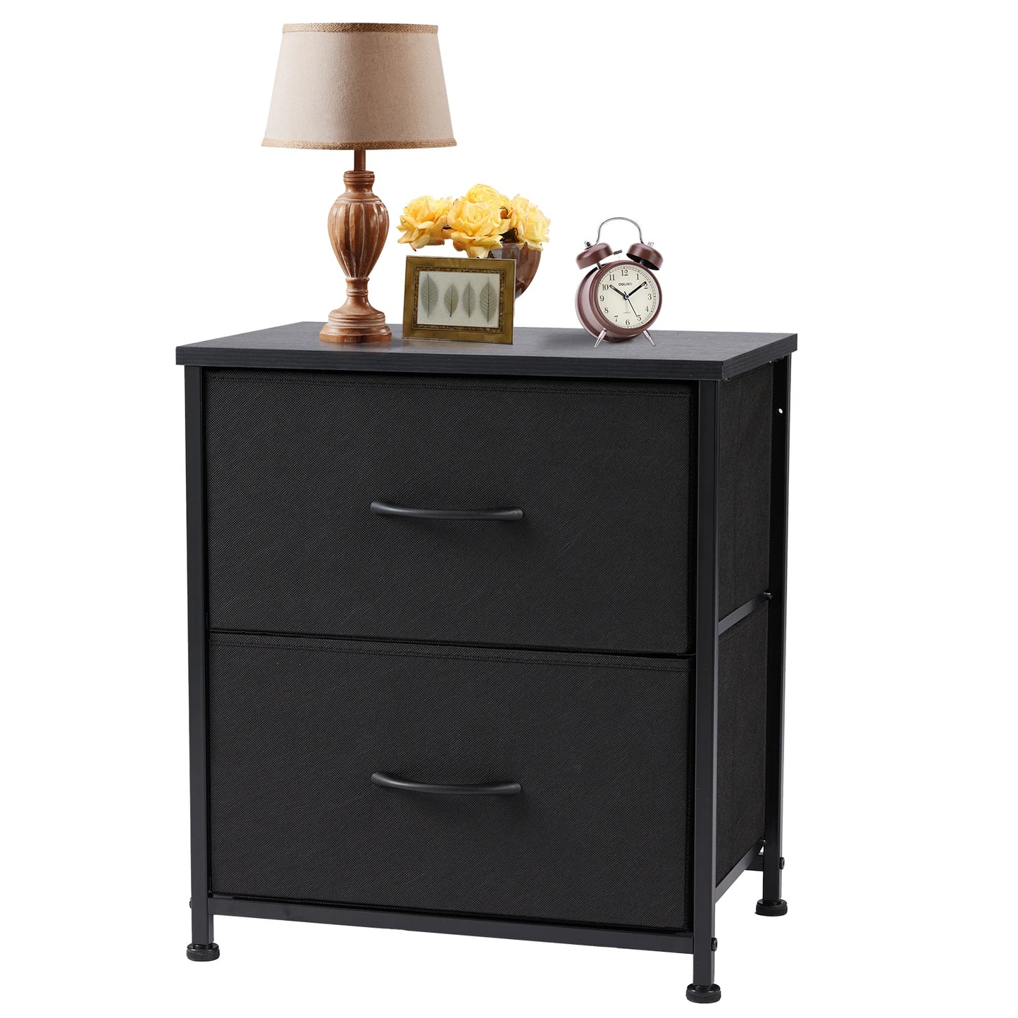 2 Fabric Drawers Bedside Nightstand