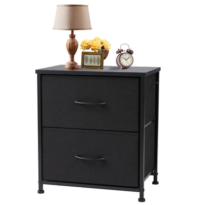 2 Fabric Drawers Bedside Nightstand
