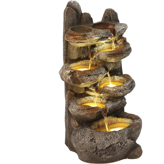 6-Tier Cascading Rock Water Fountain