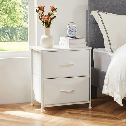 2 Fabric Drawers Bedside Nightstand
