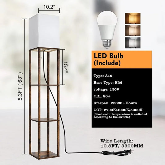 Floor Lamp with Shelf and Light