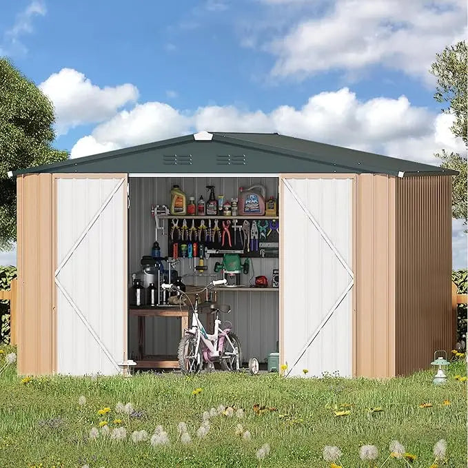 Utility and Tool Garden Shed with Lockable Doors