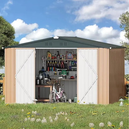 Utility and Tool Garden Shed with Lockable Doors