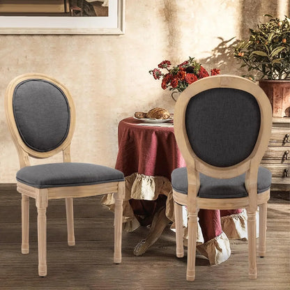 Dining Chairs Set of 6, Rattan Back Upholstered French Country