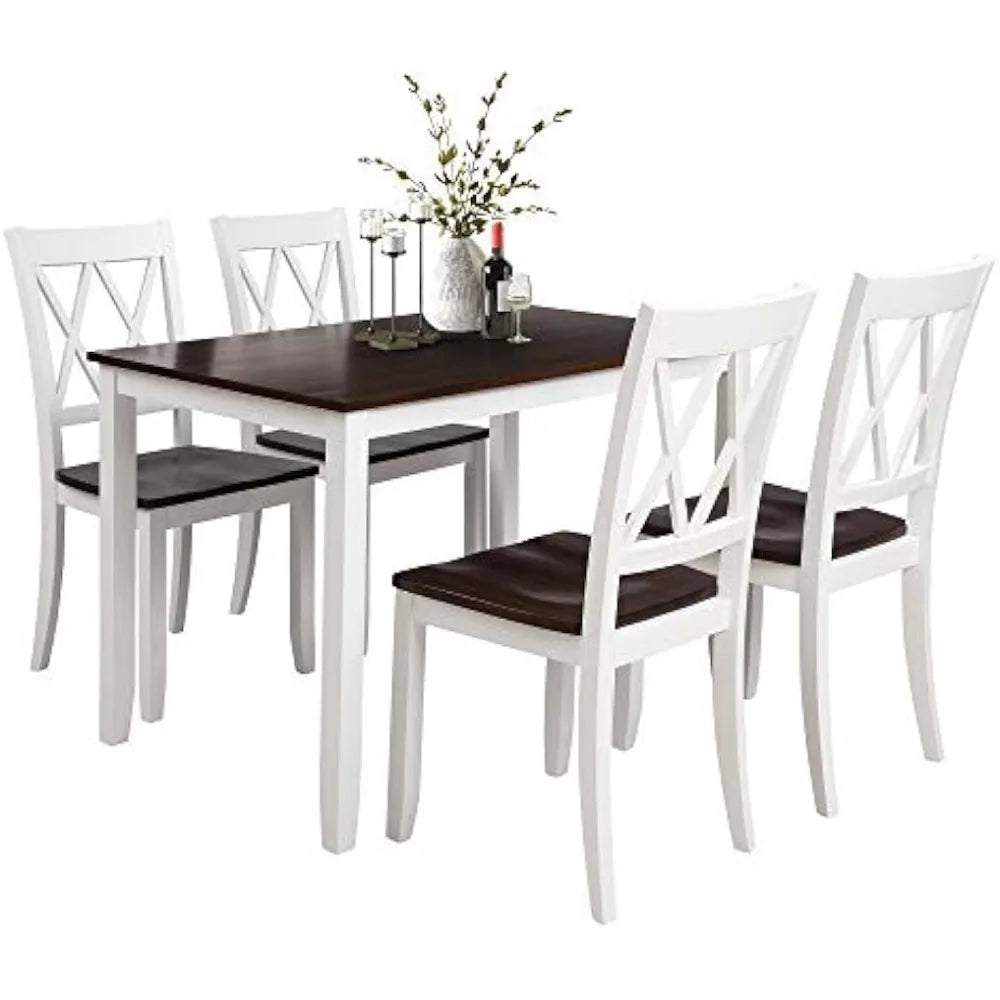 Wood Kitchen Table Set with Table and 4 Chairs