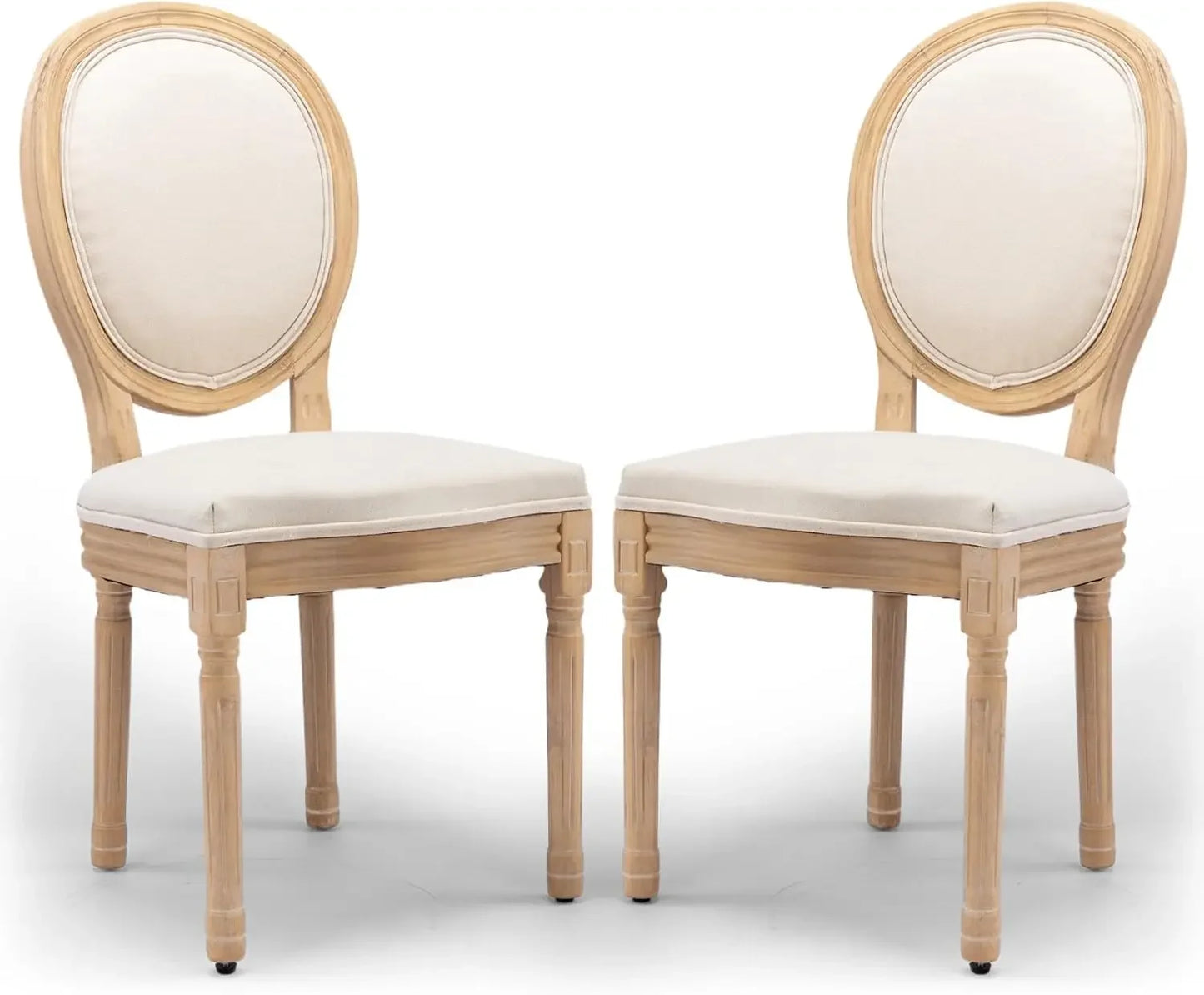 Dining Chairs Set of 6, Rattan Back Upholstered French Country
