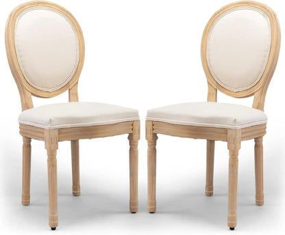 Dining Chairs Set of 6, Rattan Back Upholstered French Country