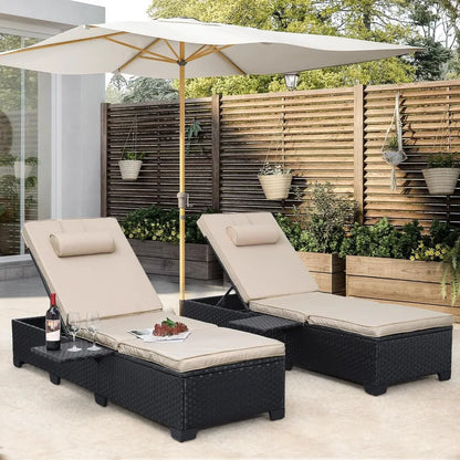 Set of 2 Patio Rattan Reclining Chair