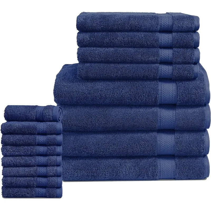 16 Piece Bath Towels - 100% Cotton