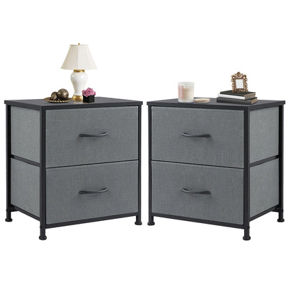 2 Fabric Drawers Bedside Nightstand