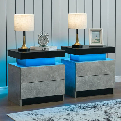 Nightstand with 2 Drawers and LED Lighting