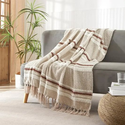Cozy Brown Chenille Throw Blanket 50"x60"