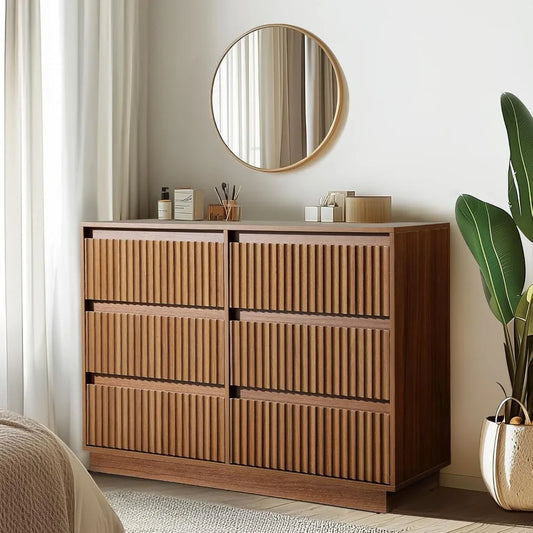 Wood Dresser with Six Drawers