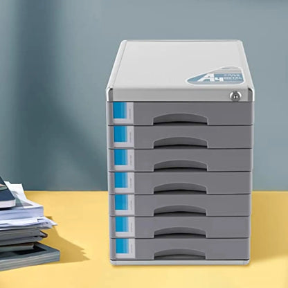 7 Tier File Cabinet Desktop Drawer Organizer with Lock