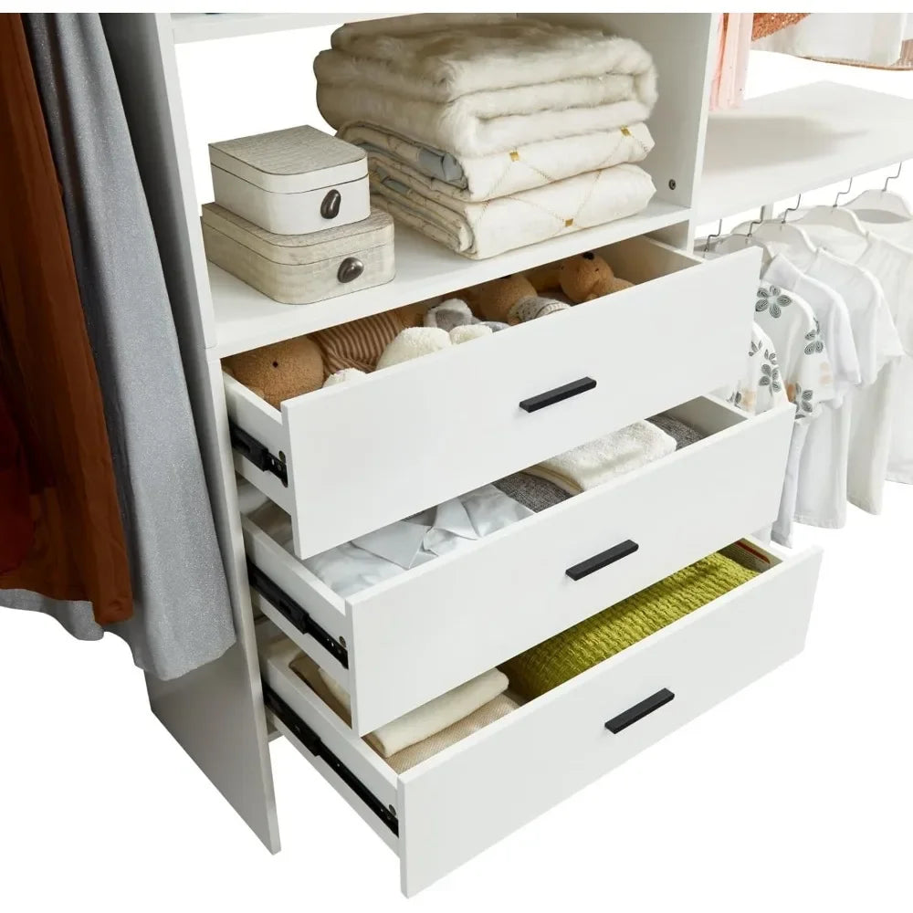 Wood Closet System With 3 Drawers