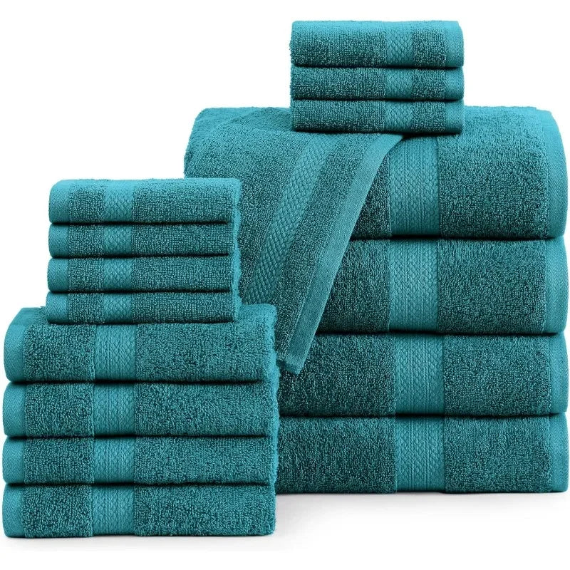16 Piece Bath Towels - 100% Cotton