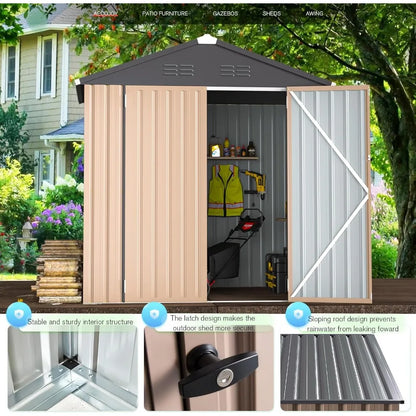 Utility and Tool Garden Shed with Lockable Doors