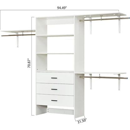 Wood Closet System With 3 Drawers