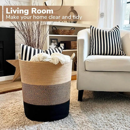 Large Woven Laundry Basket Jute Rope
