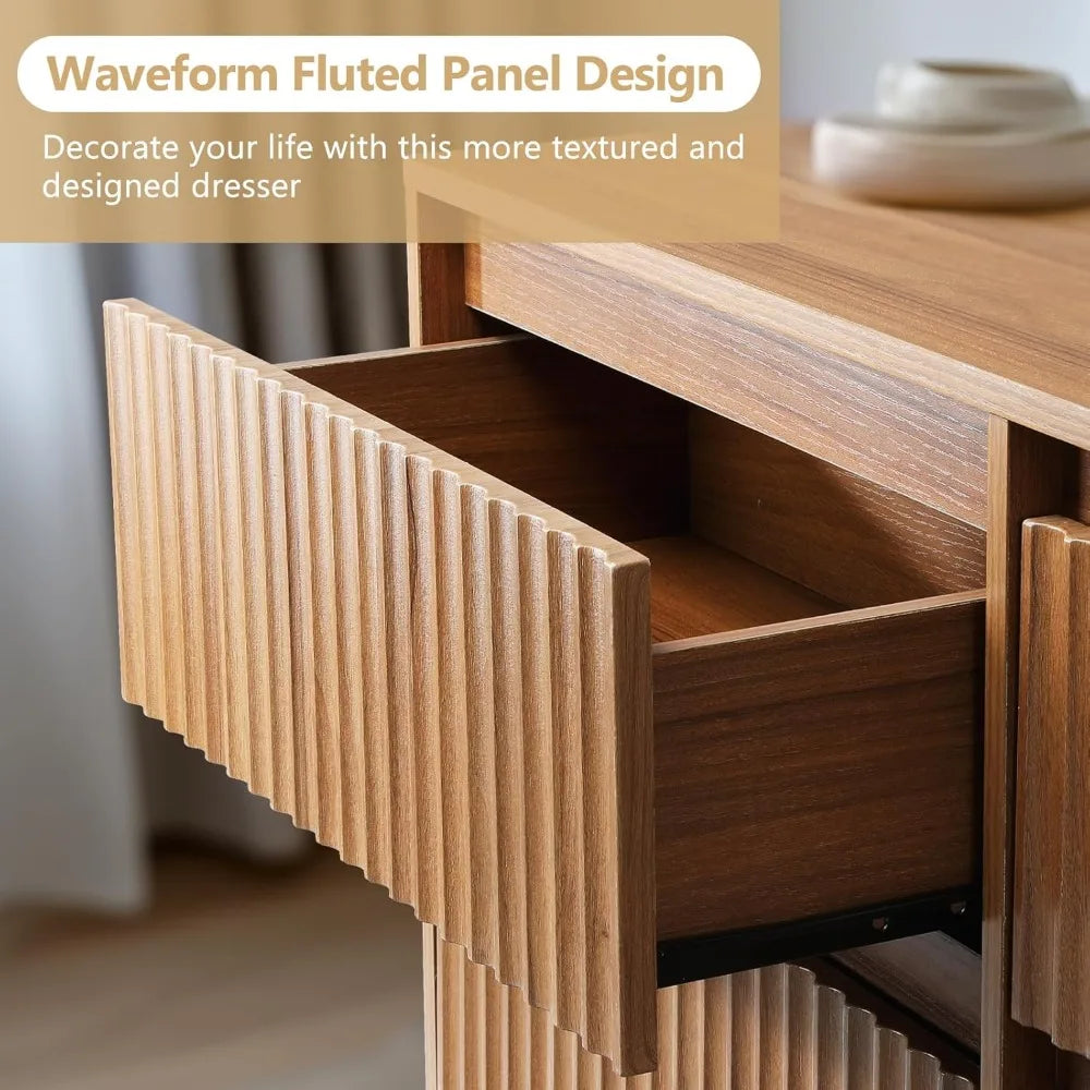 Wood Dresser with Six Drawers