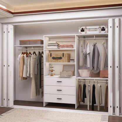 Wood Closet System With 3 Drawers
