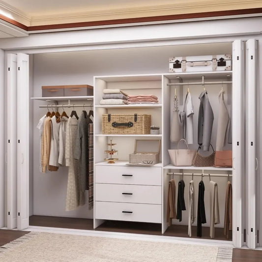 Wood Closet System With 3 Drawers