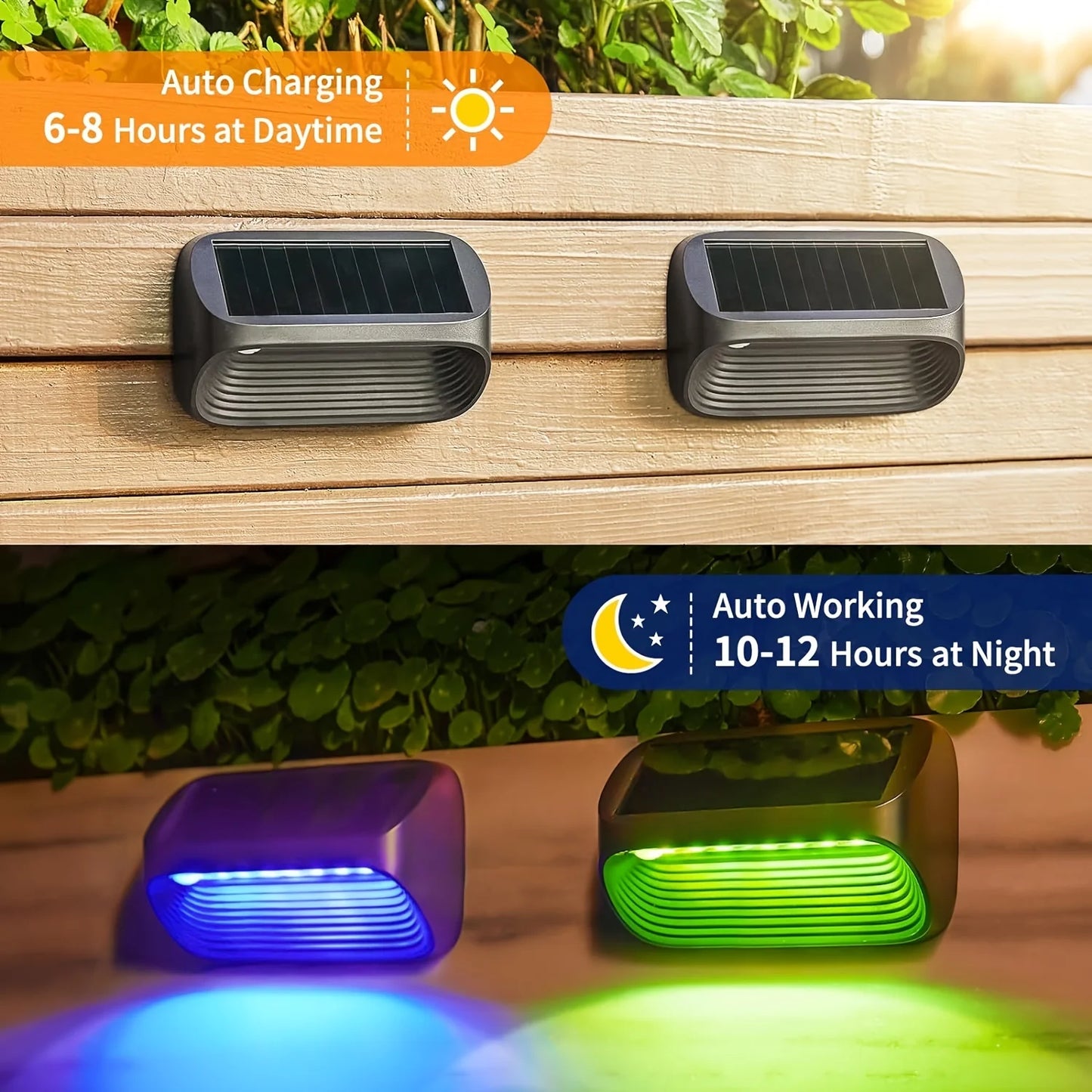 6/12 Pack Fence Lights Solar Powered, Auto On/Off,