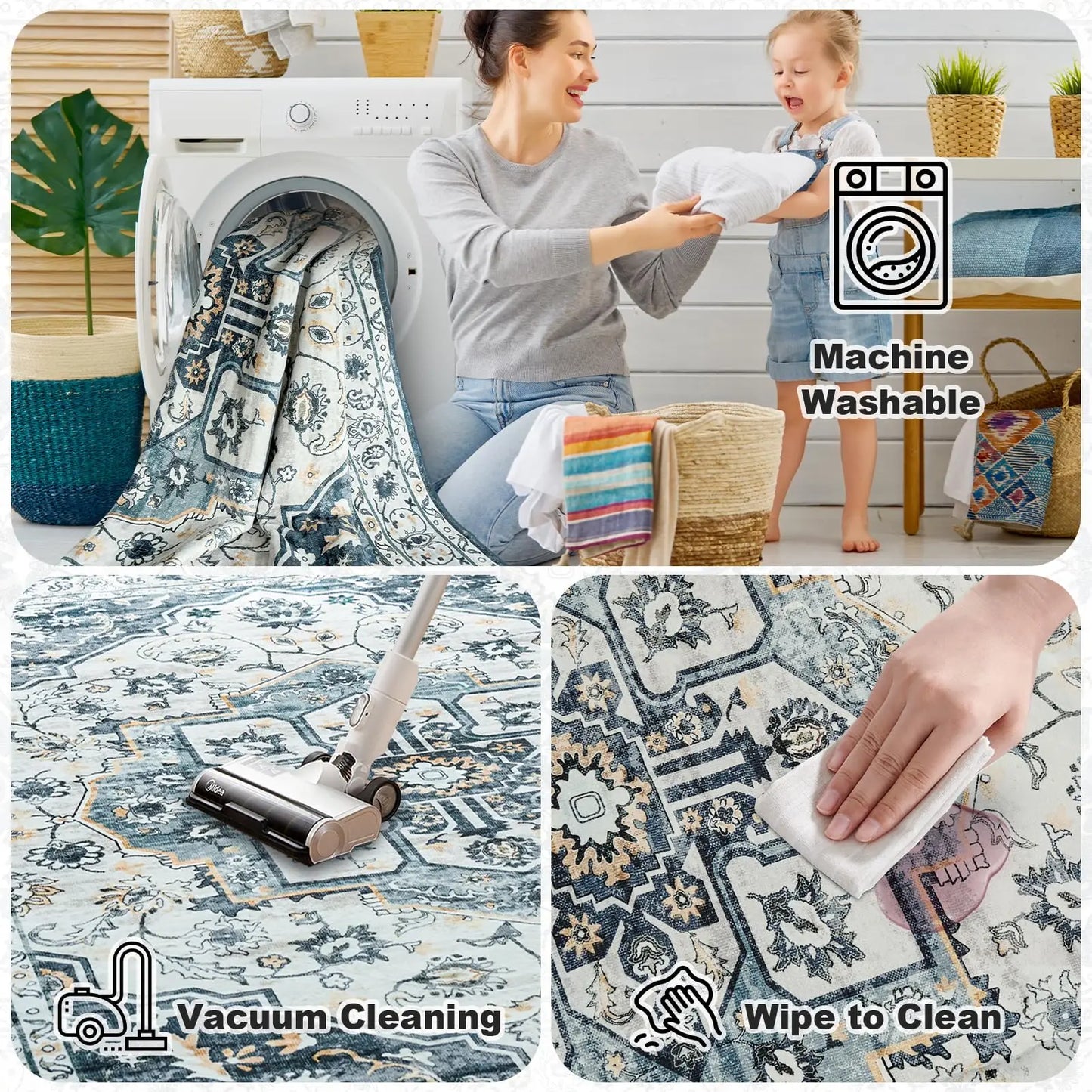 Washable Rug, with Non-Slip Backing
