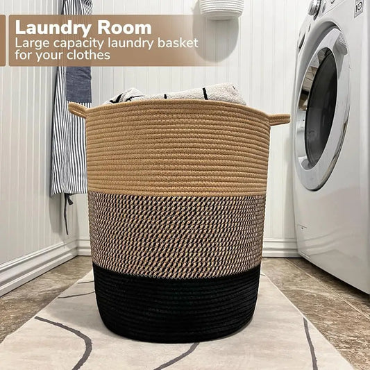 Large Woven Laundry Basket Jute Rope