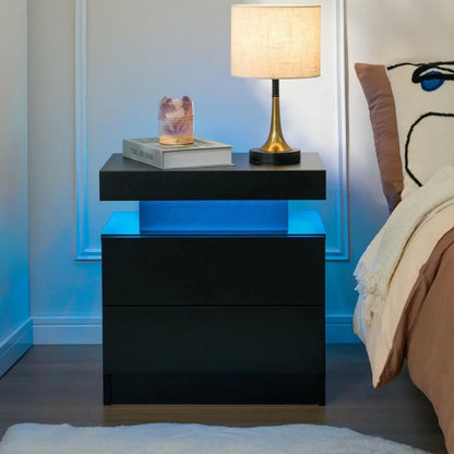 Nightstand with 2 Drawers and LED Lighting