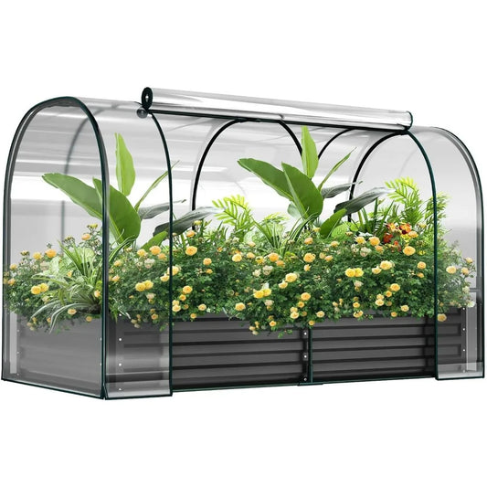 Galvanized Raised Garden Bed with Cover, 71"x35.4"x45.2"