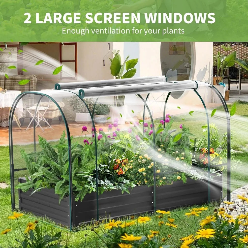 Galvanized Raised Garden Bed with Cover, 71"x35.4"x45.2"