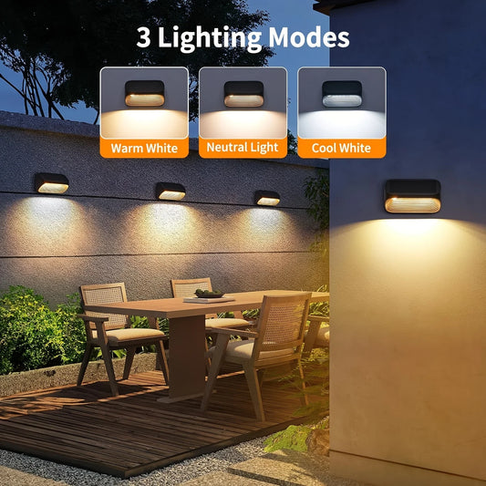 6/12 Pack Fence Lights Solar Powered, Auto On/Off,