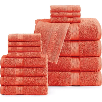 16 Piece Bath Towels - 100% Cotton