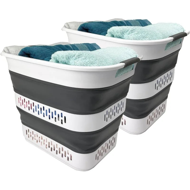 Collapsible Plastic Laundry Basket - 10.5 Gallon