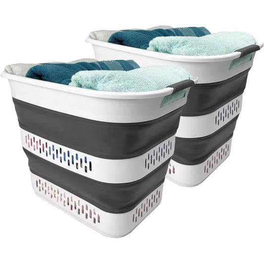 Collapsible Plastic Laundry Basket - 10.5 Gallon