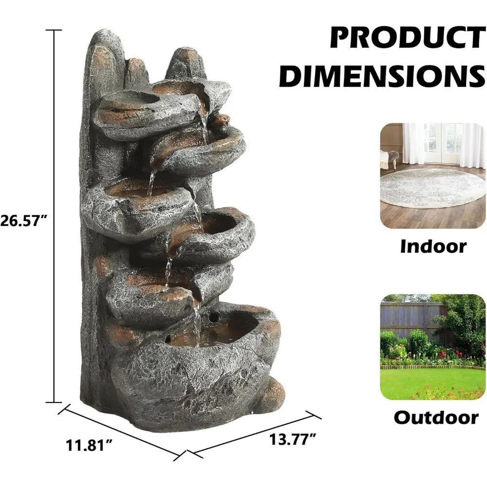 6-Tier Cascading Rock Water Fountain