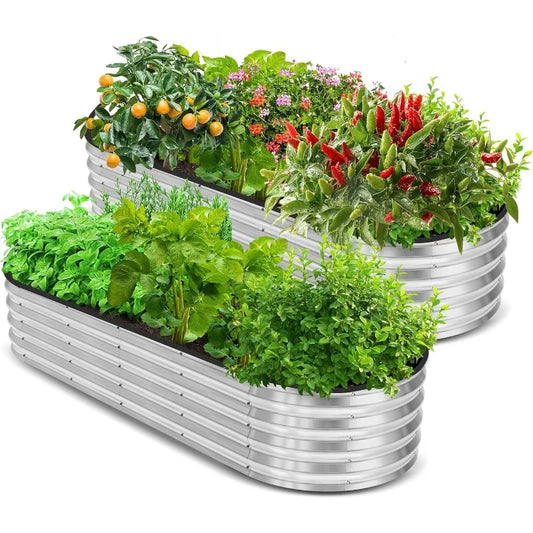 2Pack Galvanized Raised Garden Bed, 6ft x 2ft Lightweight Planter Boxes