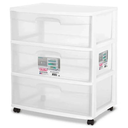 3 Drawer Wide Cart Storage Organizer with Wheels 2 Pack