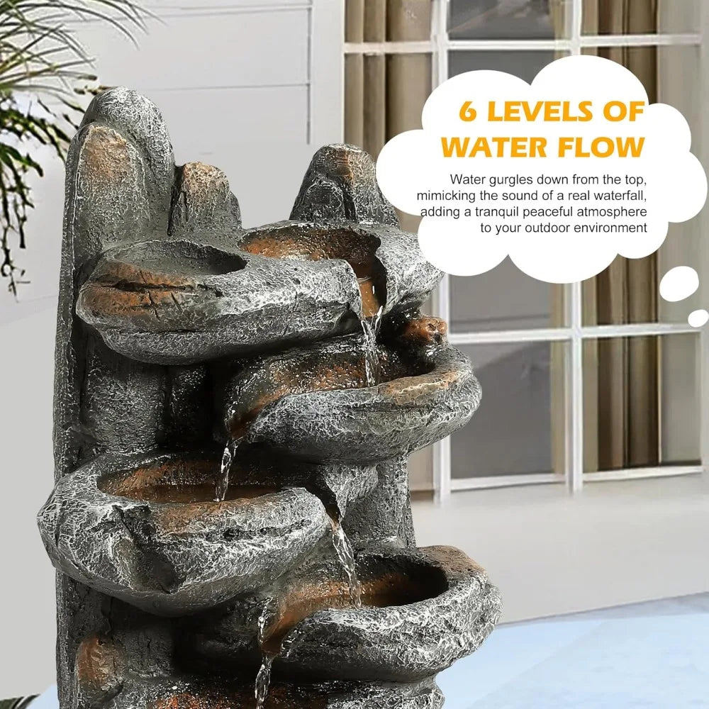 6-Tier Cascading Rock Water Fountain