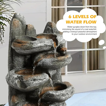 6-Tier Cascading Rock Water Fountain