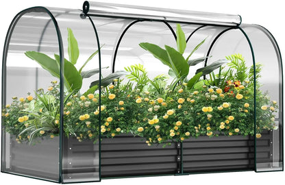Galvanized Raised Garden Bed with Cover, 71"x35.4"x45.2"
